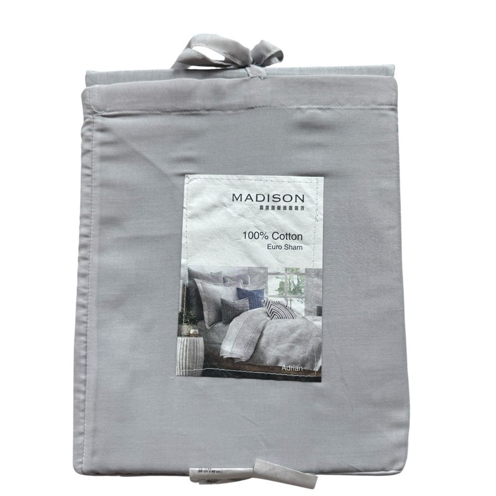 Madison Euro Sham Bundle 100% Cotton Euro Sham 26x26 Gray Euro Sham set of 3 NEW